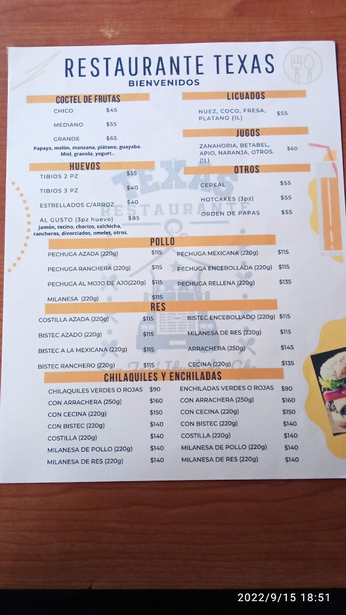 Restaurante Texas 2 Menu - Image 1